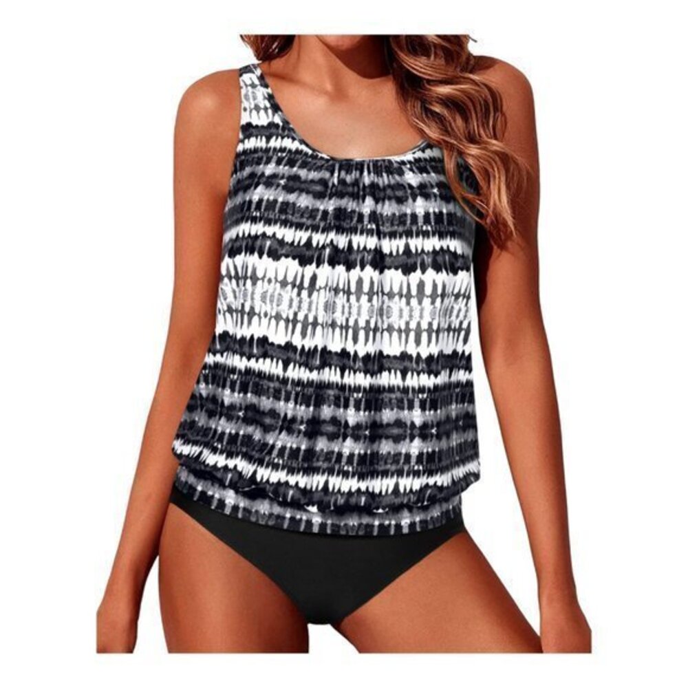 Swimsuit Tankini Black White Two Piece Set Size Small NWT #1296